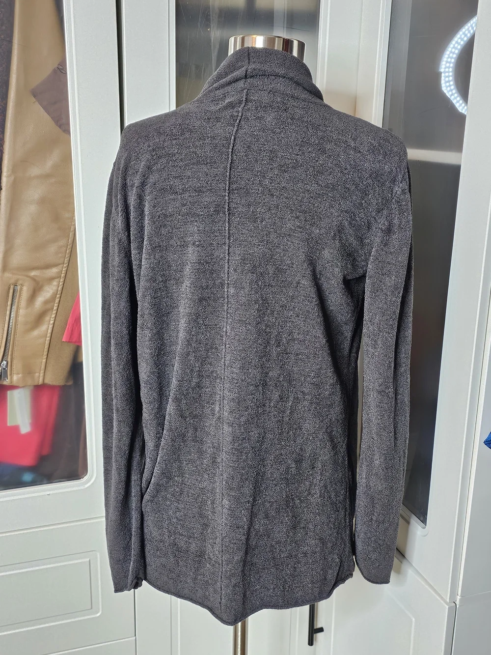 Barefoot DREAMS Cozy Draped Open-Front Women’s Sweater Cardigan - Charcoal Gray